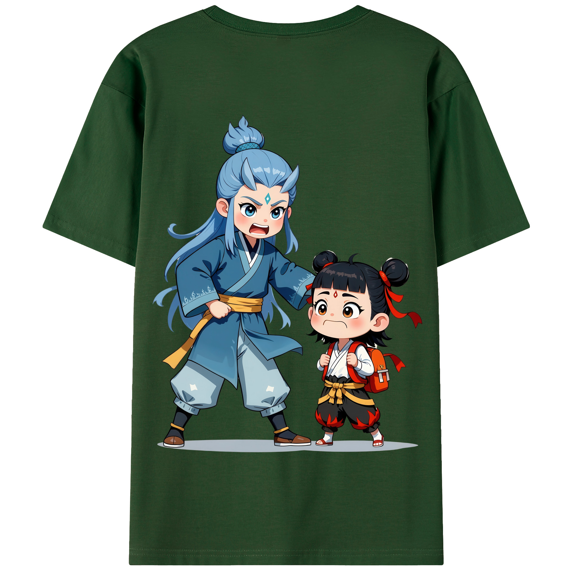 （画像用） Ne Zha 2 ナタ 魔童の大暴れ 綿100％半袖Tシャツ（背面プリント）